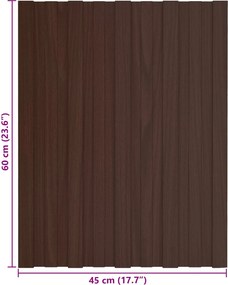 vidaXL Πάνελ οροφής 36 τεμ. Καφέ 60 x 45 cm Γαλβανισμένος χάλυβας