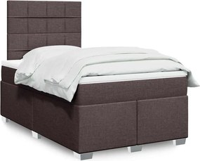 vidaXL Κρεβάτι Boxspring με Στρώμα Σκούρο Καφέ 120x200 εκ. Υφασμάτινο
