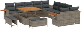 vidaXL Σετ Καναπέ Κήπου 13 pcs Γκρι συνθετικό ρατάν