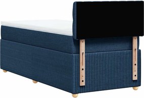 vidaXL Κρεβάτι Boxspring με Στρώμα Μπλε 100 x 200 εκ. Υφασμάτινο