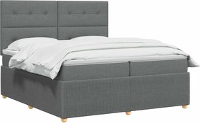 vidaXL Κρεβάτι box spring με στρώμα Σκούρο Γκρι 200 x 200 cm Ύφασμα