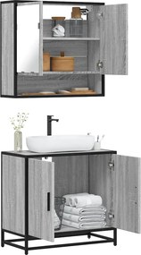 vidaXL Σετ Επίπλων Μπάνιου 2 Τεμαχίων Γκρι sonoma από Τεχν. Ξύλο