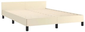 vidaXL Πλαίσιο Κρεβατιού με Κεφαλάρι Κρεμ 140x200 εκ. Συνθετικό Δέρμα