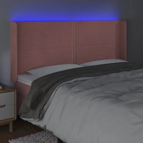 Κεφαλάρι Κρεβατιού LED Ροζ 163x16x118/128 εκ. Βελούδινο - Ροζ