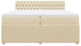 vidaXL Κρεβάτι Boxspring με Στρώμα Κρεμ 200x200 εκ. Υφασμάτινο