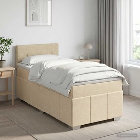 vidaXL Κρεβάτι box spring με στρώμα Κρεμ 100 x 200 cm Ύφασμα