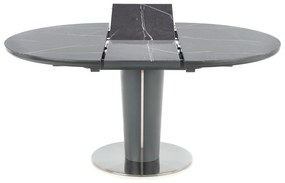 Τραπέζι Houston 958, Γκρι μάρμαρο, Σκούρο γκρι, 76cm, 96 kg, Επιμήκυνση, Επεξεργασμένο γυαλί, Μέταλλο | Epipla1.gr