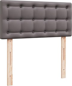 vidaXL Κρεβάτι Boxspring με Στρώμα Γκρι 90x200 εκ. από Συνθετικό Δέρμα