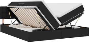 vidaXL LED Κρεβάτι αποθήκευσης με στρώμα Μαύρο 200 x 200 cm Ύφασμα