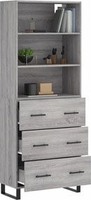 vidaXL Ντουλάπι Γκρι Sonoma 69,5 x 34 x 180 εκ. Επεξεργασμένο Ξύλο