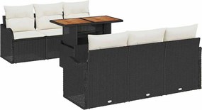 vidaXL Σετ Καναπέ Κήπου με αποθήκευση 7 pcs Μαύρο Πολυ ράταν