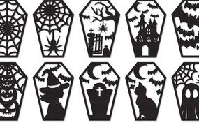 Σετ των 2 Intra απο ξύλο plywood  Χρώμα wenge 3mm-4mm πάχος - Halloween Lasercut Δίασταση 15x15 cm INTRAFABR-85416740