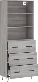 vidaXL Ντουλάπι Γκρι Sonoma 69,5 x 34 x 180 εκ. Επεξεργασμένο Ξύλο