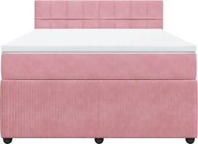 vidaXL Κρεβάτι Boxspring με Στρώμα Ροζ 140x190 εκ. Βελούδινο