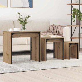 vidaXL Τραπεζάκι σαλονιού 3 pcs Artisan Oak Επεξεργασμένο ξύλο