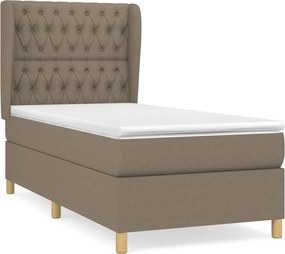 vidaXL Κρεβάτι Boxspring με Στρώμα Taupe 100 x 200 εκ. Υφασμάτινο