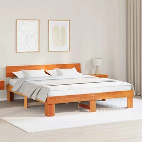 vidaXL Σκελετός Κρεβατιού Καφέ κεριού 200 x 200 cm Μασίφ ξύλο πεύκου