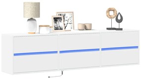 Έπιπλο Τοίχου Τηλεόρασης με LED Λευκό 180x31x45 εκ.