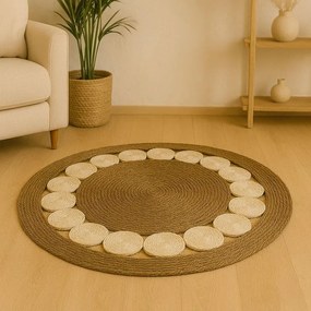 Χαλί Opronzo Inart φυσικό σχοινί Φ120x2εκ 120x120x2 εκ.