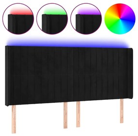 Κεφαλάρι Κρεβατιού LED Μαύρο 203x16x118/128 εκ. Βελούδινο 3124354
