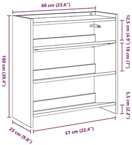Ράφι παπουτσιών Artisan Oak 60x25x62 cm Κατασκευασμένο ξύλο - Καφέ