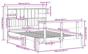 ΚΡΕΒΑΤΙ ΒΙΒΛΙΟΘΗΚΗ ΧΩΡΙΣ ΣΤΡΩΜΑ 140X200 ΕΚ ΜΑΣΙΦ ΞΥΛΟ ΠΕΥΚΟ 3321834