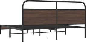 vidaXL Σκελετός Κρεβ. Χωρίς Στρώμα Καφέ Δρυς 183x213 εκ. Μεταλλικό