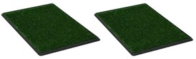 vidaXL Τουαλέτες Κατοικίδ. 2 τεμ Πράσινες 76x51x3 εκ Δίσκος/Συνθ. Χλόη