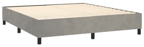 vidaXL Κρεβάτι Boxspring με Στρώμα Ανοιχτό Γκρι 200x200 εκ. Βελούδινο