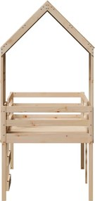 vidaXL Κρεβάτι Υπερυψωμένο με Οροφή 75x190εκ. από Μασίφ Ξύλο Πεύκου