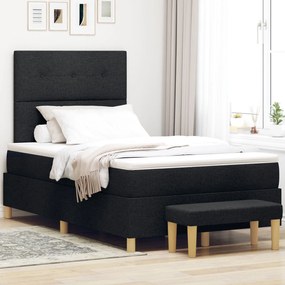 Κρεβάτι Box Spring με Ματress & Πάγκο Μαύρο 120x200 εκ. Ύφασμα