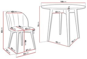 Σετ τραπεζαρίας Racine 127, 75cm, 26 kg, Αριθμός θέσεων: 4, Στρόγγυλος, Ξύλο: Οξιά | Epipla1.gr