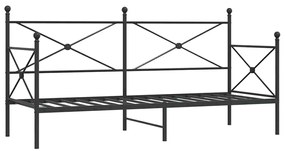 vidaXL Κρεβάτι ημέρας χωρίς στρώμα Μαύρο 80x200 cm Ατσάλι