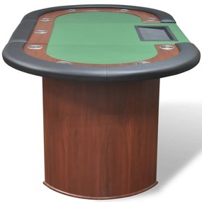 vidaXL Τραπέζι Πόκερ 10 Ατόμων Θέση Dealer και Θήκη για Μάρκες Πράσινο