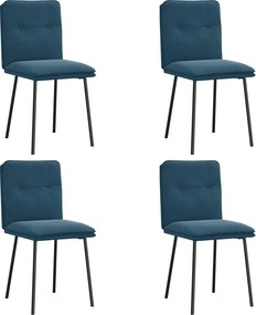 vidaXL Καρέκλες Τραπεζαρίας 4 τεμ. Μπλε Βελούδινες