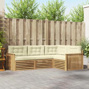 vidaXL Σειρά Καναπέ Εξωτερικού 4 pcs Λευκό και Κρεμ