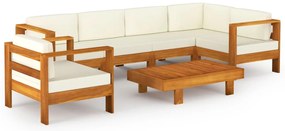 vidaXL Σετ Σαλόνι Κήπου 7 Τεμαχίων με Μαξιλάρια 100x60 εκ. από Ξύλο Ακακίας