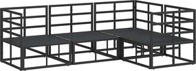 vidaXL Σετ Καναπέ Κήπου 4 pcs Μαύρο Αλουμίνιο