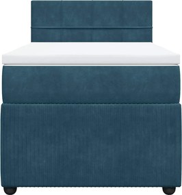 vidaXL Κρεβάτι Boxspring με Στρώμα Μπλε 90x190 εκ. Βελούδινο