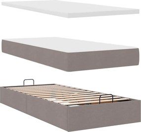 vidaXL Οθωμανικό κρεβάτι με στρώμα Taupe 100x200cm ύφασμα