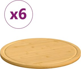 vidaXL Σανίδες Κοπής 6 Τεμ. Ø40 x 1,5 εκ. από Μπαμπού