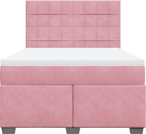 vidaXL Κρεβάτι Boxspring με Στρώμα Ροζ 160x200 εκ. Βελούδινο