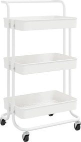 vidaXL Τρόλεϊ Κουζίνας 3 Επιπέδων Λευκό 42 x 35 x 85 εκ. Σίδερο/ABS