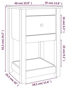 Κομοδίνα 2 τεμ. Λευκό 40 x 35 x 61,5 εκ. από Μασίφ Ξύλο Πεύκου - Λευκό