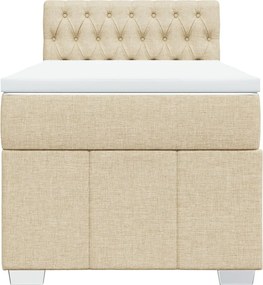 vidaXL Κρεβάτι Boxspring με Στρώμα Κρεμ 90x200 εκ.Υφασμάτινο