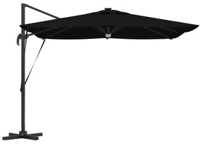vidaXL Ομπρέλα Βραχίονα Roma με LEDs Μαύρη 286x285x270 εκ. Αλουμίνιο