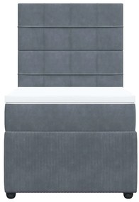 vidaXL Κρεβάτι Boxspring με Στρώμα Σκούρο Γκρι 90x200 εκ. Βελούδινο