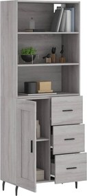 vidaXL Ντουλάπι Γκρι Sonoma 69,5 x 34 x 180 εκ. Επεξεργασμένο Ξύλο