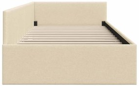 vidaXL Κρεβάτι Γωνίας Κρεμ 80 x 200 cm Ύφασμα και Έργο ξύλου