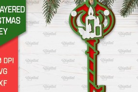 Σετ των 3 Intra απο ξύλο plywood 3mm-4mm πάχος Σχέδιο κοπής με λέιζερ Χριστουγεννιάτικο στολίδι με κλειδί Δίασταση 8x8 cm INTRAFABR-103294584